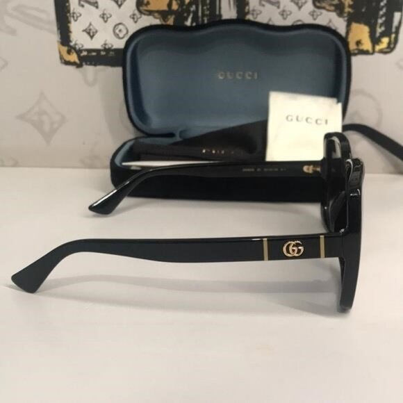 New Authentic Gucci GG0632S 001 Black Square Sunglasses Grey Gradient Lenses - Picture 9 of 12